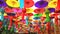Thai multi color handicraft weaving,paper lantern,paper umbrella  for decorate in religious place
