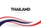 Thai national waving flag banner. Kingdom of Thailand national day. Anniversary of independence day poster. Red, blue