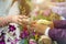 Thai New Year - young peoples pouring water and flowers on the hands of senior in Songkran ceremony