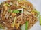 Thai noodle fried.Pad Thai Stir-fried Thai style small rice noodles with shrimp