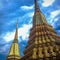 Thai old antique stupa with clear sky in day.