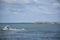 Thai people driving speed boat floating in the sea at Ban Pae beach in Rayong, Thailand