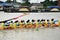 Thai people join match and competition in thailand traditional long boat racing festiva