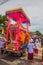 Thai people in a large group of a funeral procession in Thailand