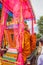 Thai people in a large group of a funeral procession in Thailand