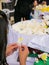 Thai People making Funeral Flower for late King cremation.