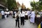 Thai people and practitioner observe religious or practice dharma join tradition merit ritual praying and food offerings