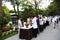 Thai people and practitioner observe religious or practice dharma join tradition merit ritual praying and food offerings