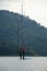 Thai people relaxing and playing at Tree death stand in Cheow La