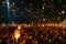 Thai people release sky floating lanterns or lamp to worship Buddha`s relics at night. Traditional festival in Chiang mai,