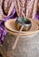 Thai pottery drinking water pitcher and coconut shell la