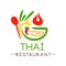 Thai restaurant logo design, authentic traditional continental food label vector Illustration on a white background