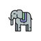 Thai sacred elephant, animal flat color line icon.