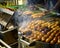 Thai sausage grilling on the smoke stove