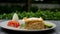 Thai shrimp fried rice in restaurant, authentic thailand cuisine, food in cafe