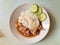 Thai simmered chicken rice, Khao-na-Kai, thai fast dish, thai food, Thailand