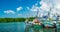 Thai small fishing boats docked to Pier