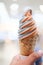 Thai soft ice cream waffled cone