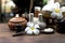 Thai Spa massage compress balls, herbal ball and treatment spa, relax and healthy care with flower, Thailand.