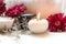 Thai Spa Treatments aroma therapy salt and sugar scrub and rock massage with red flower with candle for relax time.