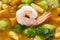 Thai spicy mixed vegetable soup with prawn