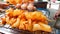 Thai squid skewers street food. Shot with cellphone.