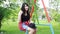 Thai student teen beautiful girl happy and relax On Park