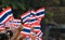 Thai students were waving Thai`s national flag.