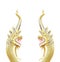 Thai style dragon statue, King of nagas statue on white