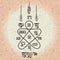 Thai talisman traditional tattoo, vector illustration