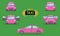 Thai taxi cap car front back side view transport service passenger vehicle type pink vector illustration eps10