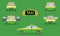 Thai taxi cap car front back side view transport service passenger vehicle type yellow green vector illustration eps10