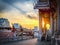 Thai temple, evening sky SunsetThai temple