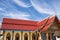 Thai temple roof with blue sky at Phra Borommathat temple Tak Province ,Thailand