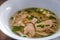 Thai traditional noodles seafood pork meat ball soup