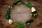 Thai vegetables circle frame on wooden table background