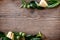 Thai vegetables frame on wooden table background