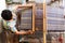 Thai woman weaving straw mat