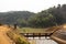 Thai women walking on wooden suspension bridge in Pang Ung lake in Pang Oung park or Switzerland of Thailand in authentic Chinese