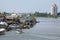 Thai wooden ferry heading to the dock