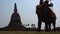 Thailand, Ayutthaya, 25 Feb 2018. Elephant riding in Ayutthaya. The tourist rode on elephant back to see the Pra Nakorn