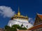 THAILAND, BANGKOK - APRIL 14, 2018: Artificial hill inside the Wat Saket in Bangkok, Thailand, the visitors climb the stairs of