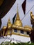 THAILAND, BANGKOK - APRIL 14, 2018: Artificial hill inside the Wat Saket in Bangkok, Thailand, the visitors climb the stairs of