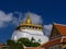 THAILAND, BANGKOK - APRIL 14, 2018: Artificial hill inside the Wat Saket in Bangkok, Thailand, the visitors climb the stairs of