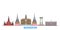 Thailand, Bangkok line cityscape, flat vector. Travel city landmark, oultine illustration, line world icons