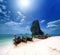 Thailand beach on tropical island. Beautiful travel background