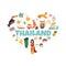 Thailand cartoon vector banner. Travel illustration