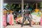 THAILAND,CHACHOENGSAO - OCTOBER 23: Steel robot with javelin in