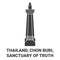 Thailand, Chon Buri, Sanctuary Of Truth travel landmark vector illustration