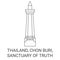 Thailand, Chon Buri, Sanctuary Of Truth travel landmark vector illustration